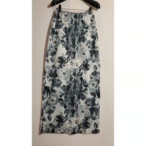 Coolwear Vintage 90s Y2K Rose Pull On Maxi Skirt Womens Size M Back Slit Gray